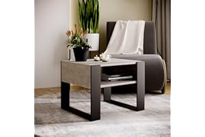 MRBLS_HOME MRBLS - Tavolino da caffè in legno (cemento - nero opaco) - 65 x 45 x 53,6 cm (larghezza x altezza x profondità)