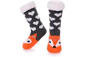 HapiLeap Kids FluffySocks Boy Girl Cute Animal Socks Soft Fuzzy Warm Thick Fleece lined Christmas Stockings Child Toddler Winter Socks