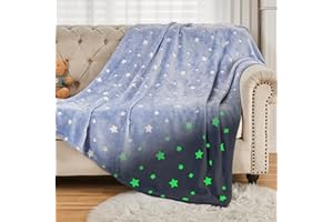 SOCHOW Coperta di Pile Stelle, Fluorescente Si Illumina al Buio Super Morbida Coperta, coperta per tutte le stagioni per bambini 150 x 200 cm, Blu