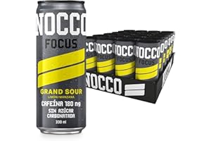 NOCCO -Bebida Energética con 180mg Cafeína, Enriquecida con Vitaminas B6 y B12, Sin Azúcar, Sin Carbohidratos - 24 x 330ml inkl. Pfand (Grand Sour)