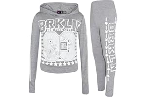 A2Z 4 Kids Enfants Filles Top Desinger Brooklyn New York 76 Athletic Imprimé Branché Élégant Encapuchonné Crop Top & Mode Legging Lounge Wear Set Âge 7 8 9 10 11 12 13 Ans