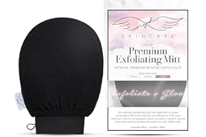 Seraphic Skincare Premium Exfoliating Mitt for Body, Deep – Viscose Fiber Korean Exfoliating Glove for Normal to Dry Skin – Body Exfoliator for Self-Tan Removal and Application