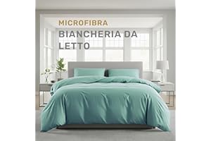 Lavea® Set Copripiumino Una Piazza e Mezza in Microfibra 155x220 cm + 1 Federa 80x80 cm – Morbido, Traspirante e Anallergico, OEKO-TEX - Verde eucalipto