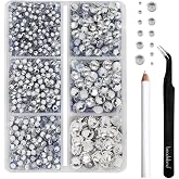 Beadsland Hotfix Strass,White Crystal,6 Assorted Sizes,4000 Pcs | SS6-SS30 Iron-on Strass for Clothing, Rhinestone Crystals,