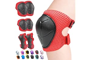 Inkidio Knee Pads for Children Protective Equipment Set Knee Pads and Elbow Pads Set with Wrist Protection for Girls and Boys Roller Skates Scooter Cycling Bicycle Skateboard