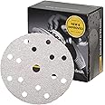 Mirka Basecut White Hook and Loop Hook It 150mm 6 Inch Sanding Discs - Box 50 Abrasive P40 Grit Automotive Refinishing Sandpaper Sanding Discs 15 Hole Vacuum Dust Extraction System