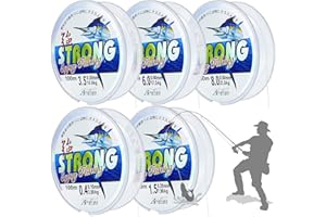 cersaty® Lot de 5 rouleaux de fil de pêche monofilament en nylon 100 m - Diamètre 0,1 mm 0,2 mm 0,3 mm 0,4 mm 0,5 mm - Pour la pêche prédatoire, les bijoux en perles