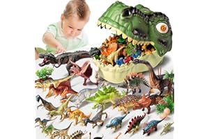 YOUYIKE Dinosauro Giocattolo per Bambini, 46 Pezzi Dinosauro Giocattoli Set, mit Scatola Portaoggetti, Jurassic World per Ragazzi 3 4 5 6 Anni, Regalo per Bambini Ragazzi Ragazze