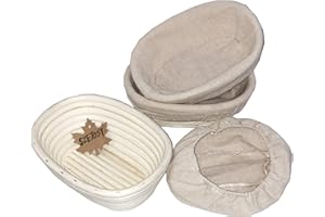 SZETOSY Goodchancecuk - Cestino per la lievitazione del pane, 3 pezzi, in rattan naturale, 25,4 cm, per impasto di pane, pizza e pasticceria