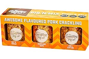 The Snaffling Pig Co. Pig ’N’ Mix Pork Crackling : Sweet & Bold Flavours, 90 g (3 Kilner Jars) : Gourmet Pork Scratchings Gift, Keto-Friendly Pub Snack for Him or Her