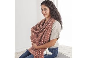 Itzy Ritzy Breastfeeding Boss Multi-Use Cover – A Nursing Cover, Swaddle, Car Seat Cover, Tummy Time Mat and Burp Cloth All in One – Made of Muslin Fabric & Measures 47” x 47”, Mudcloth