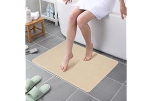 HITSLAM Mata prysznicowa, antypoślizgowa mata do wanny z odpływem, miękka mata prysznicowa z PVC, szybkoschnąca, beżowa, 150 x 200 cm