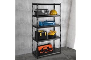 PACHIRA E-COMMERCE PACHIRA 5-Tier Garage Shelving Unit, Adjustable Heavy Duty Storage Shelves 153x 80x 30cm, Load Capacity 500 KG, Boltless Metal Shelf For Kitchen Garage Office Shelving Unit, Storage Shelves