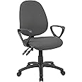 Fabric Operator seating - 2 Lever Operator Chair - Fixed Arms - Charcoal (V101-00-C) H995xW1125xD590