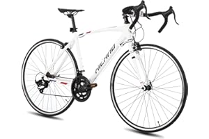 ROCKSHARK Hiland 700C Road Bike, 14 Speeds Road Bike, Light Weight Aluminum Frame, 700C Racing Bike for Men Women 57cm Frame White