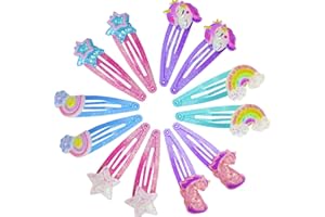 PINKSHEEP Lot de 6 paires d'épingles à cheveux licorne pour filles, jolies barrettes à cheveux en métal scintillantes pour filles, adolescentes, tout-petits (style C)