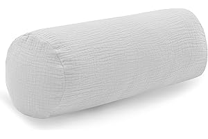 PinkZebra Housse de traversin en mousseline d'environ 15 x 40 cm - Housse de traversin avec fermeture éclair - Housse de traversin - Gris clair