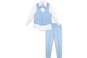 Lilax Boys Formal Suit 4 Piece Vest, Pants and Tie Dresswear Suit Set