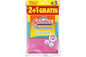 Spontex MF Collection 2+1 Microfiber Cloth, Multicolor, 3 Count (Pack of 1)
