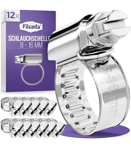 Aexit 10 Stück Edelstahl Schlauchschelle – 10 Mm Breite, Verstellbar Von 38-57 Mm, Rostfrei & Robust