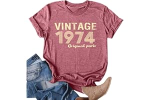 hohololo T-Shirts d'anniversaire pour Femmes de 50 Ans Chemise Vintage 1974 Graphique Le t-Shirt décontracté pour Les 50 Ans
