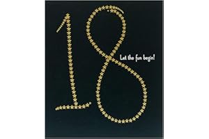 UK Greetings 18th Birthday Card for Him/Her/Friend - Gold Foil Stars Design, white, 159mm x 184mm