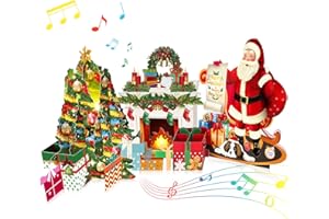‎FITMITE FITMITE Karte Weihnachten mit Musik und Licht 3D Pop Up Kamin-Weihnachtskarte mit Umschlag für Kinder Mädchen Frauen Mann Weihnachten Geschenk