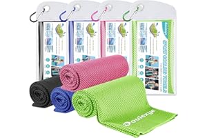 Bouiexye 4 Stück Kühlendes Handtuch 100 x 30 cm Kühltuch Seeblau Grün Rosenrot Schwarz Kühlhandtuch Mikrofaser Handtuch Sofortige Cooling Towel für Sport Fitness Yoga Reise Laufen