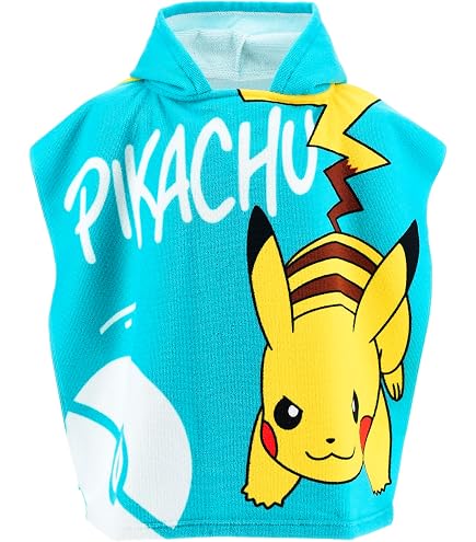 Serviette Bain Pokémon Poncho Serviette Pokemon Euroswan - Coton 60x120cm - Pikachu - Enfant Serviette Pikachu 60x120