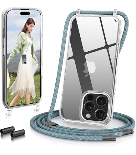 StilGut Cover Con Laccio Per IPhone 13 Pro: Custodia TPU Con Cordino Regolabile E Moschettoni, Verde Chiaro - 3