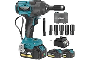 HOFTME Avvitatore a Impulsi con 8000mAh Batteria, 1000Nm/738Ft-lbs Coppia Elevata Avvitatori a Massa Battente, 5 Bussola, 5-pollice Barra di Estensione per Auto di Famiglia, Camion