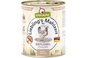 GranataPet Liebling's Mahlzeit Aves Pur, Comida húmeda para Perros, Comida para Perros sin Cereales ni aditivos de azúcar, pienso Completo con Alto Contenido de Carne y aceites, 6 x