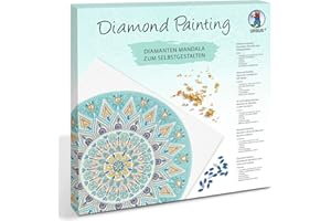 Ursus 43520005F-Diamond Painting Artigianale con Tela e Pietre nei Toni dell'azzurro, del Tortora e del Bianco, Colore Mandala Set 5, Mittel, 43520005F