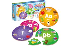 SYNARRY Wooden Number and Alphabet Puzzles for kids ages 3-5, ABC Learning for Toddlers Ages 3+, Preschool Activities Letter Puzzles Montessori Educational Toys Gifts for 4 5 6 7 8 Year Old Boys Girls