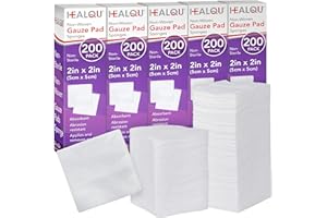 HEALQU Lot de 1000 coussinets de gaze dentaire, 5,1 x 5,1 cm, non tissés, doux, pour extraction dentaire et traitement dentaire – Éponges de gaze carrées non stériles pour premiers secours, pansements