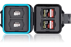 Ares Foto® Étui de protection pour carte mémoire • Étui pour carte mémoire • Étui pour cartes • Étui pour 4 cartes SD et 4 cartes Micro SD et Sim • Comprend un cordon de transport et une aiguille sim