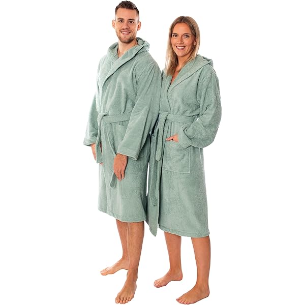 Top Towel Elegante badjas voor dames en heren, 100% katoen, 500 g/m², met capuchon of zonder capuchon, zacht en absorberend voor douche, spa en zwembad, Water Groen, XL