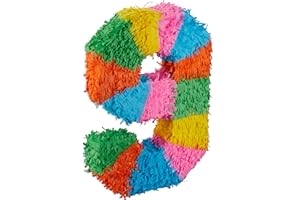 Relaxdays Pignatta per Feste di Compleanno, Numero 9, da Appendere, per Bambini e Adulti, da Riempire, Colorata