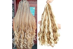 ZIYANGBABA French Curl Braiding Hair 22 Inch 8 Packs Pre Stretched French Braiding Hair Crochet Braids Curl Braiding hair extensions for braiding (27P613, 22 Inch (Pack of 8))
