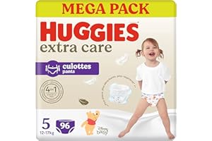 Huggies Extra Care Pants, Culotte absorbante bébé, Taille 5 (12-17kg) x 96 couches