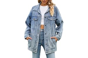vokkrv Chaqueta Vaquera Mujer Casual Chaqueta Entretiempo Otoño Inviernos Manga Larga Chaqueta de Mezclilla Sueltas cómodo con Botones Cazadora Vaquera Chaqueta de Jeans Abrigos Denim Jacket