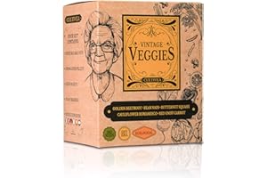 CULTIVEA® Mini Kit Huerto de Verduras Vintage – 100% Semillas Bio- Idea de Regalo (Remolacha, frijol enano, coliflor natalina Romanesco, zanahoria roja, Butternut, remolacha amarilla, soja)