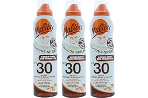 MALIBU HEALTH PRODUCTS Malibu High Protection Water Resistant Vitamin Enriched SPF 30 Sun-Screen Continuous Lotion Spray, 175ml 3 Pack