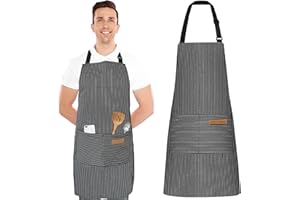 KWQINX Unisex Adjustable Apron with Pockets - Suitable for Home Kitchens, Restaurants, Cafes