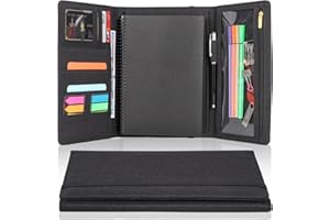 DITIORD Dreifach faltbare Schutzhülle, kompatibel mit Rocketbook Fusion Executive Größe, Multi A5 Größe Notebook Hülle mit Stifthalter, Handyfach, Visitenkartenhalter, 22.4x15.2 cm (schwarz)