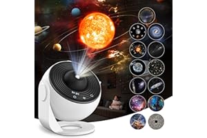Macchiatto Projecteur de ciel étoilé planétarium avec 13 disques de film - Veilleuse rotative à 360 ° - Pour chambre à coucher, plafond, cadeaux pour enfants et adultes