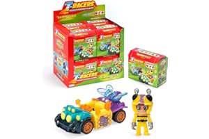 T-Racers Serie Glow Race – Colección Completa Coches y Pilotos Sorpresa coleccionables. Coches Desmontables por Partes y con Piezas Intercambiables
