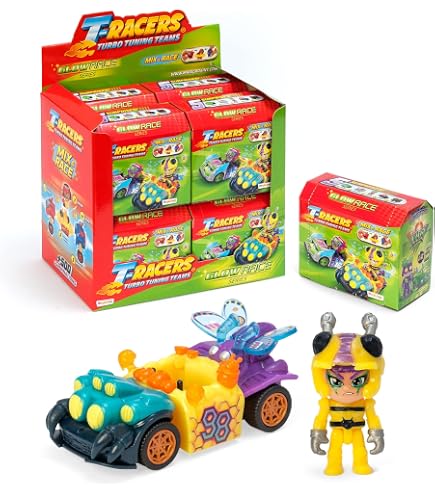 T-Racers Série 2 – Voitures Surprise à Collectionner – 8 Pilotes – Pièces Interchangeables – Plus De 500 Combinaisons – Dès 3 Ans
