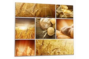 Wallario Herdabdeckplatte/Spritzschutz aus Glas, 2-teilig, 60x52cm, für Ceran- und Induktionsherde, Getreide und Brotsorten aus Weizen