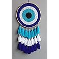 Wool Kavya Craft Present Handcrafted Evil Eye Blue Shade Tasseled Crochet Dream Catcher